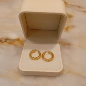 Argola Trama Dourada Ouro 18K Argola Trama Dourada Ouro 18K